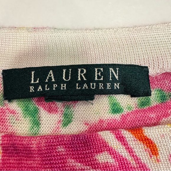 Ralph Lauren Women's Plus Size 3X Colorful Floral Knit Top Short Sleeves - Picture 4 of 10